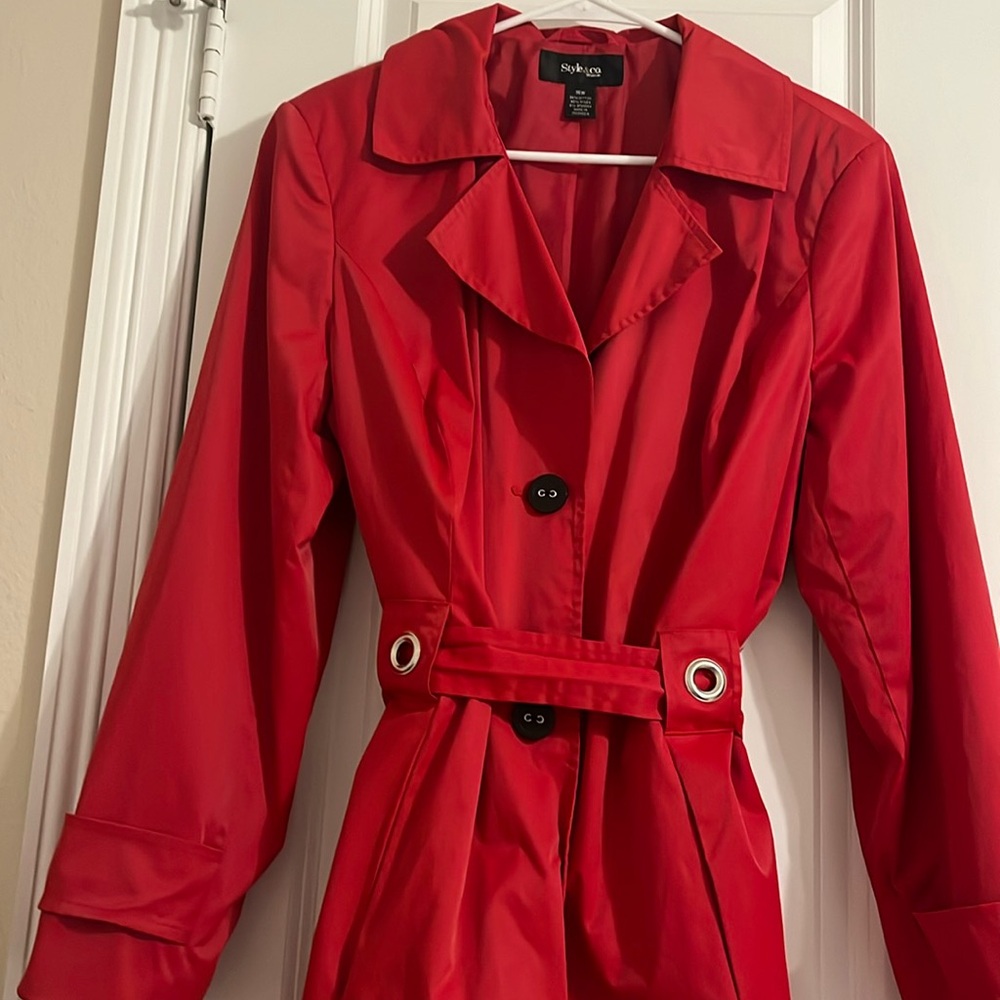 Plus size Style and co. Rain red jacket 16w